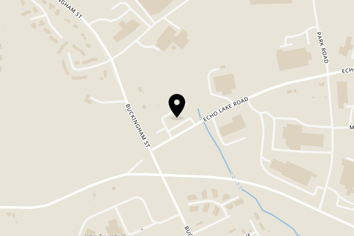 Map showing the location of Uncommon Grill on 777 Echo Lake Rd in Watertown